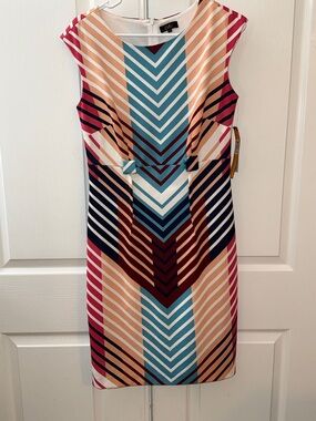ILE  New York Multicolor Chevron Midi Sheath Dress Multicolor Geometric pattern